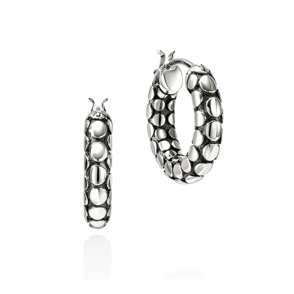 Dot Hoop Earrings, Sterling Silver, 15MM