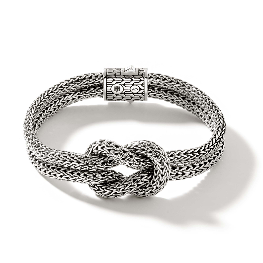 Sterling Silver 5mm Double Row Classic Chain Love Knot Bracelet