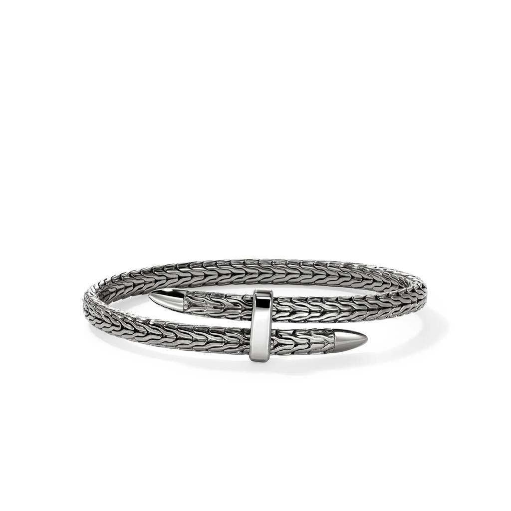 Dark Sterling Silver Black Rhodium 5.5mm Spear Cuff Bracelet CM901107BRDXL