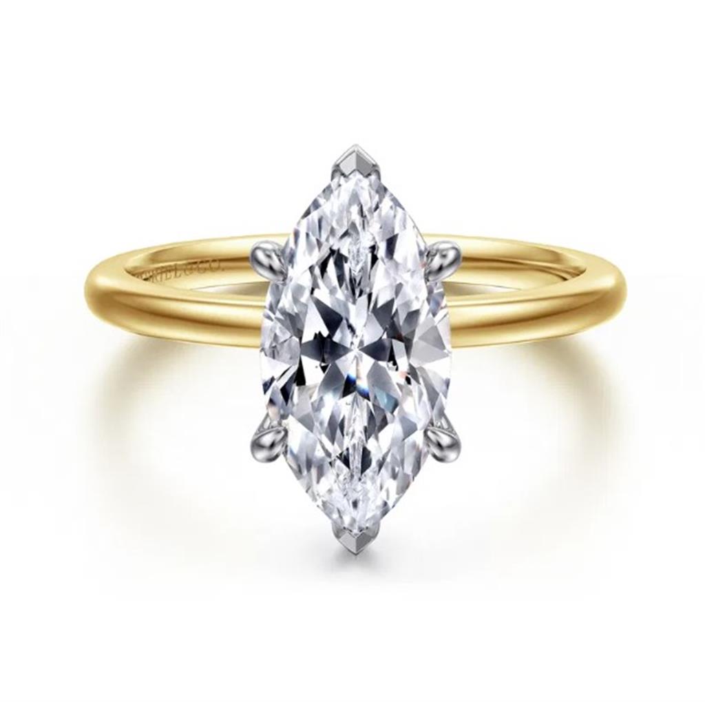 14KT Two-Tone Solitaire Engagement Ring Semi-Mounting