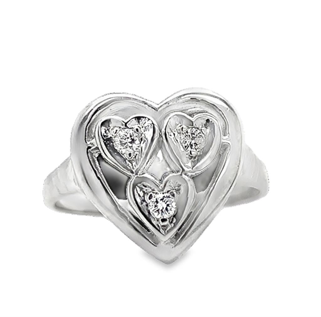 14kt White Gold Diamond Multi-Heart Ring