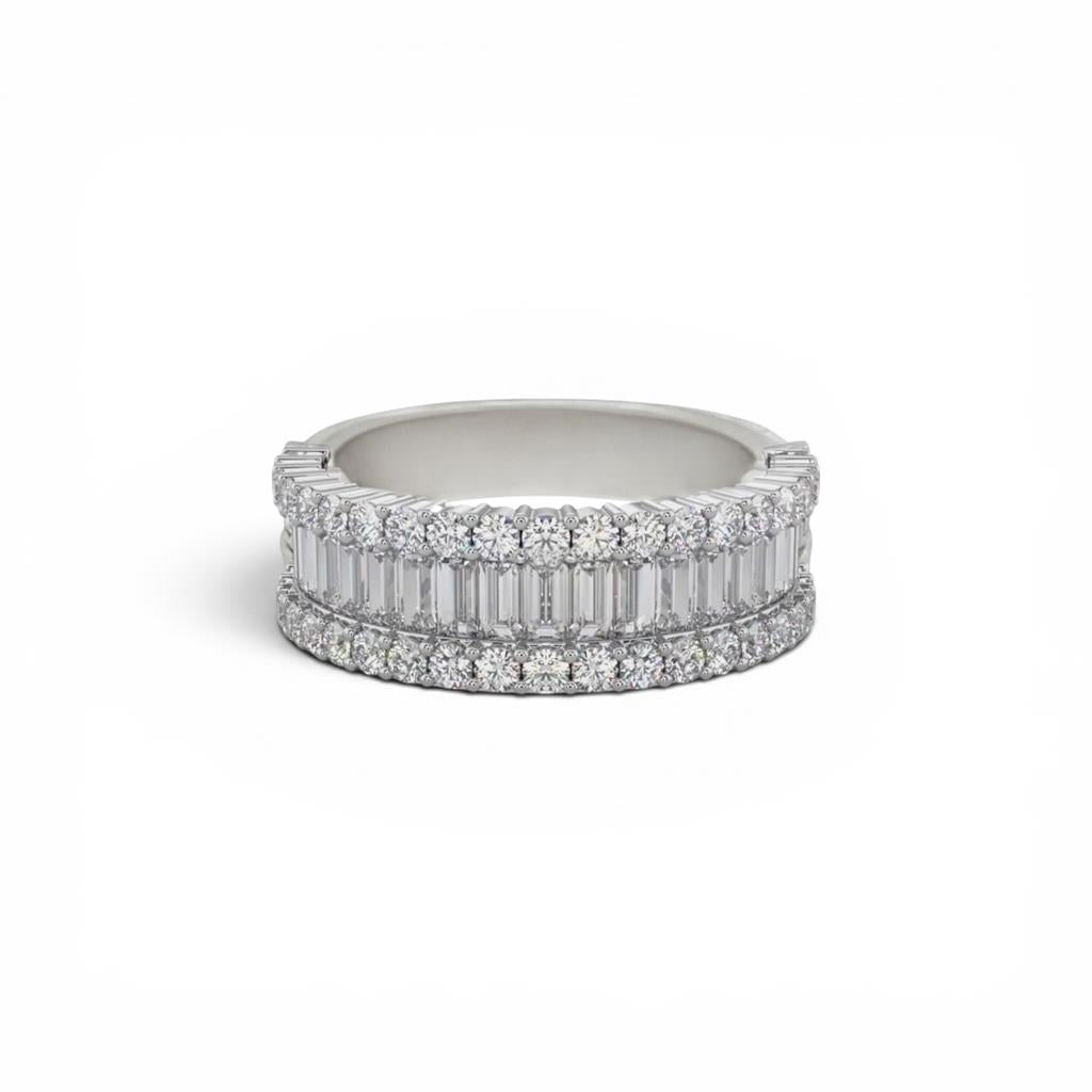 18KT White Gold Multishape Diamond Band