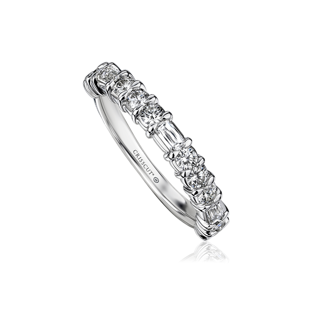 14kt White Gold Crisscut® Baguette & Crisscut® Round Diamond Wedding Band