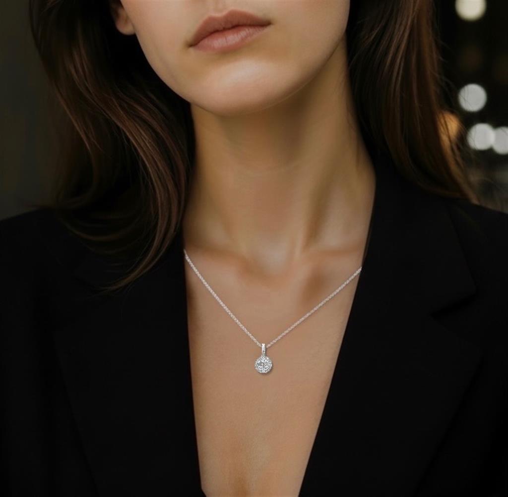 Eternity Diamond Cluster Halo Necklace