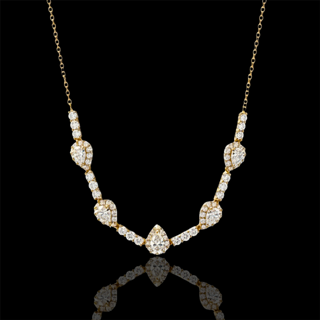 Eternity Pear Cut Diamond Halo Necklace