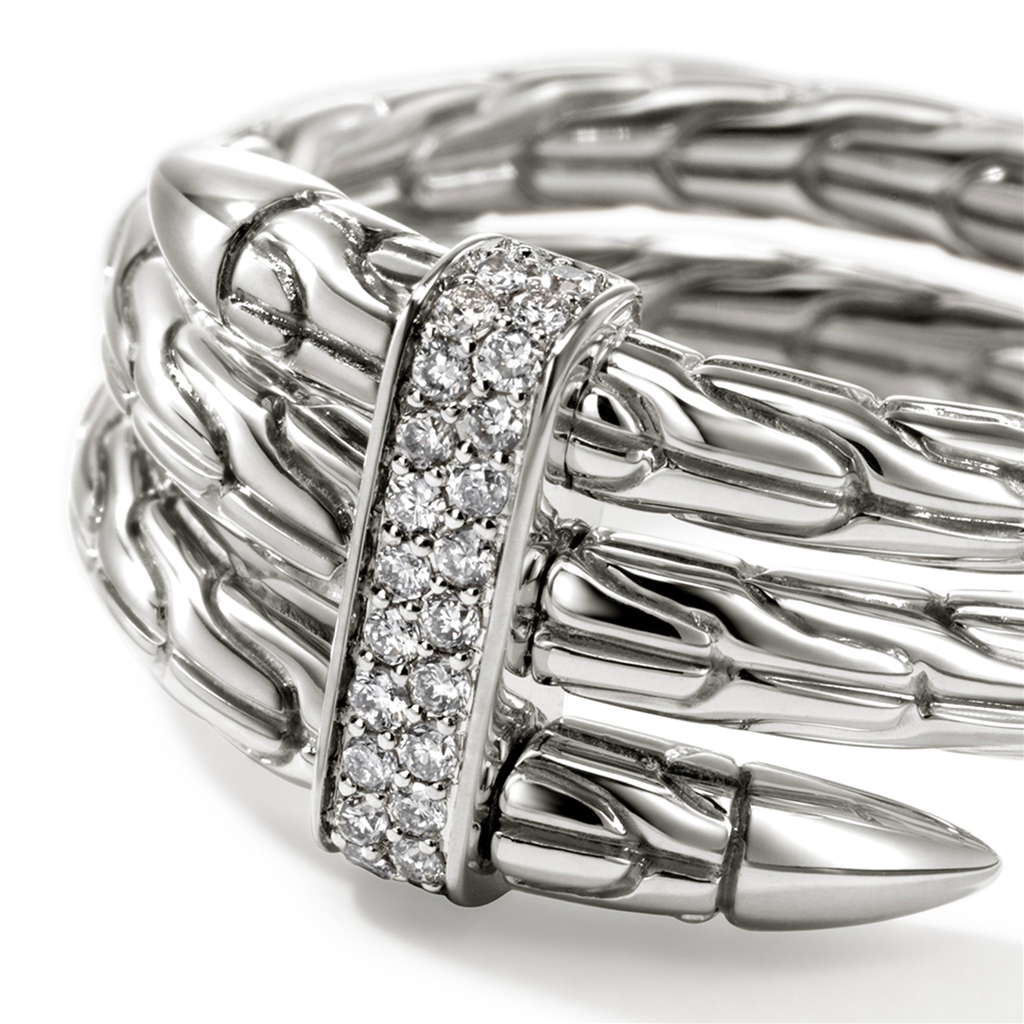 Sterling Silver Spear Diamond Pave Double Wrap Ring RBP986812DIX7