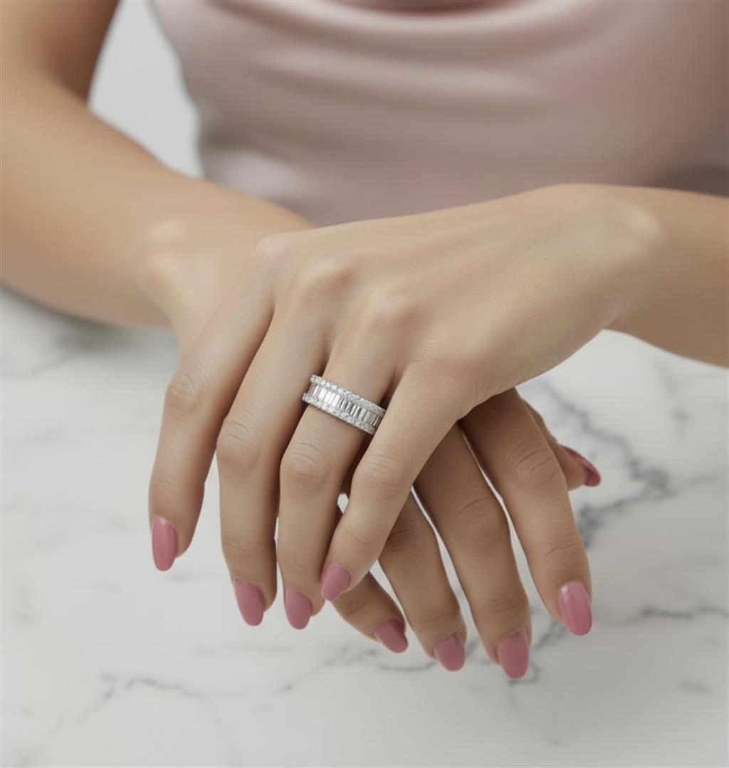 18KT White Gold Multishape Diamond Band
