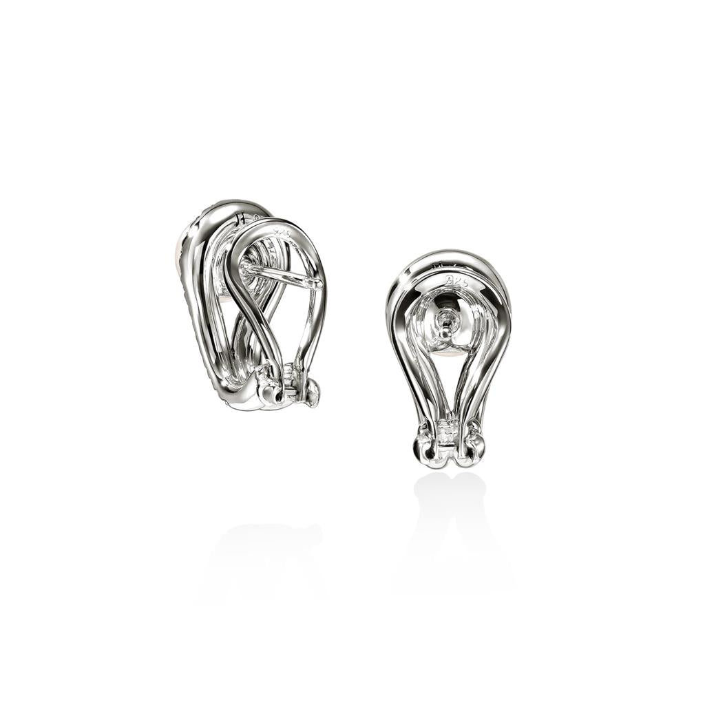 Sterling Silver 6–6.5mm Cultured Freshwater Pearl & 0.31ctw Diamond Surf Earrings