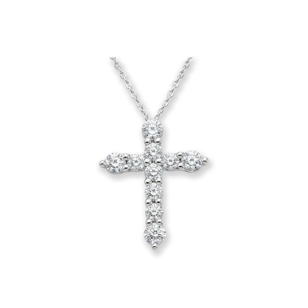 18K White Gold Diamond Cross Pendant | 0.24 CTW