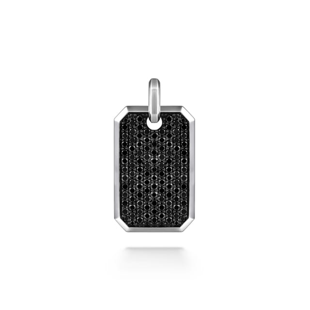 Sterling Silver Black Spinel Dog Tag Pendan (3.99cts, Style #PTM6548SVJBS)