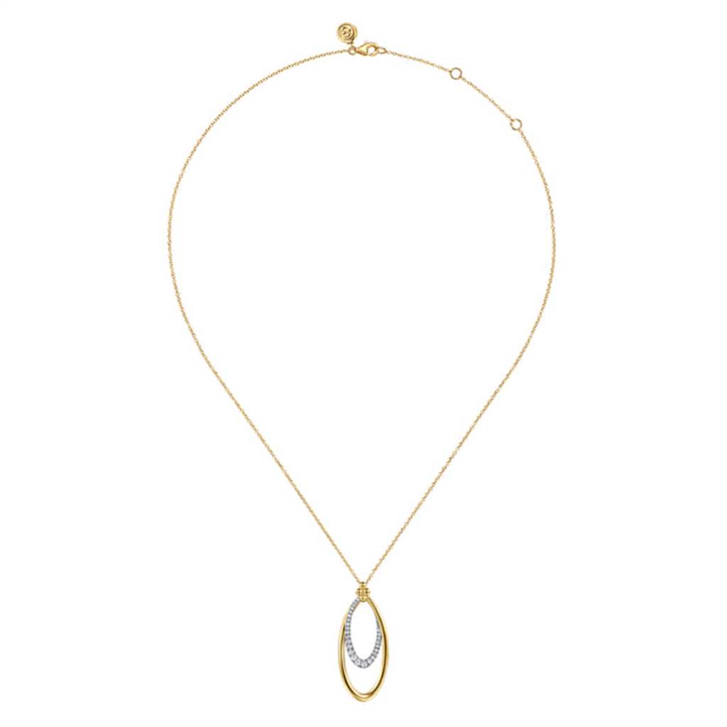 14KT Two-Tone Bujukan Diamond Clover & Graduating Pendant Necklace