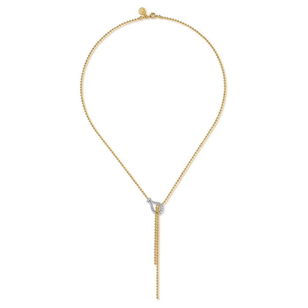 14KT Two-Tone Bujukan Diamond Buckle Y Necklace