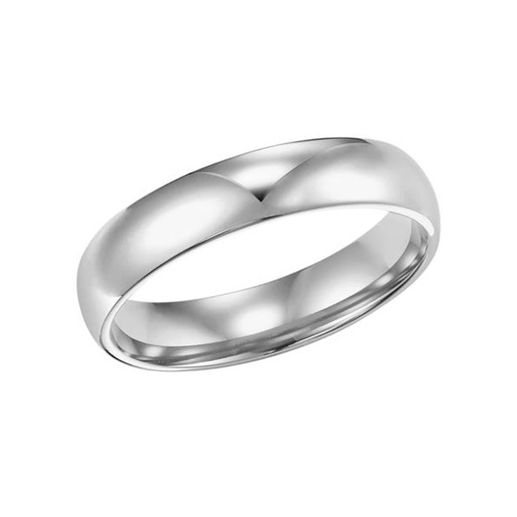 14kt White Gold 4mm Low Dome Comfort Fit Wedding Band -Size 6
