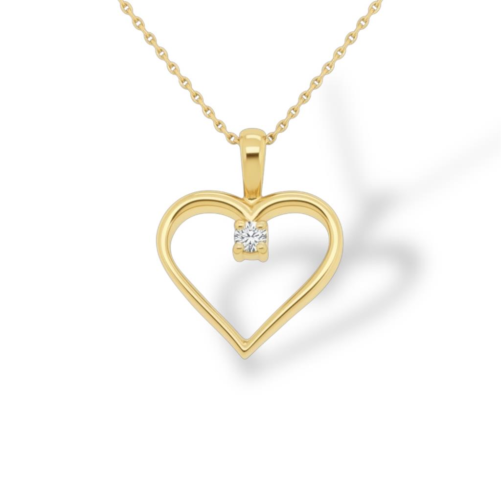 14KT Yellow Gold Diamond Heart Pendant