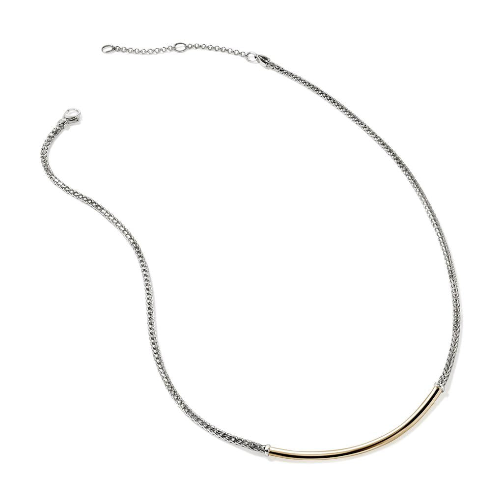 Ladies Sterling Silver & 14kt Yellow Gold 2.5mm Mini Chain Necklace
