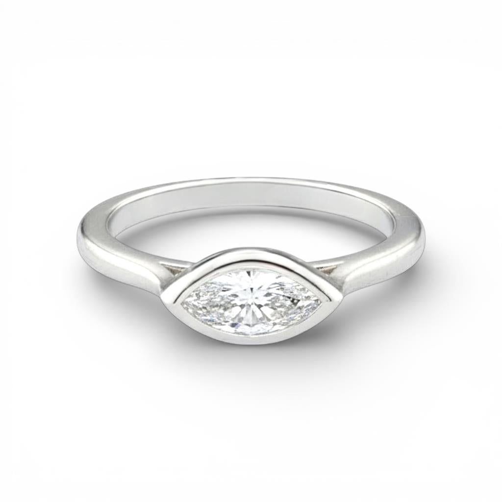14KT White Gold Bezel Set Engagement Ring