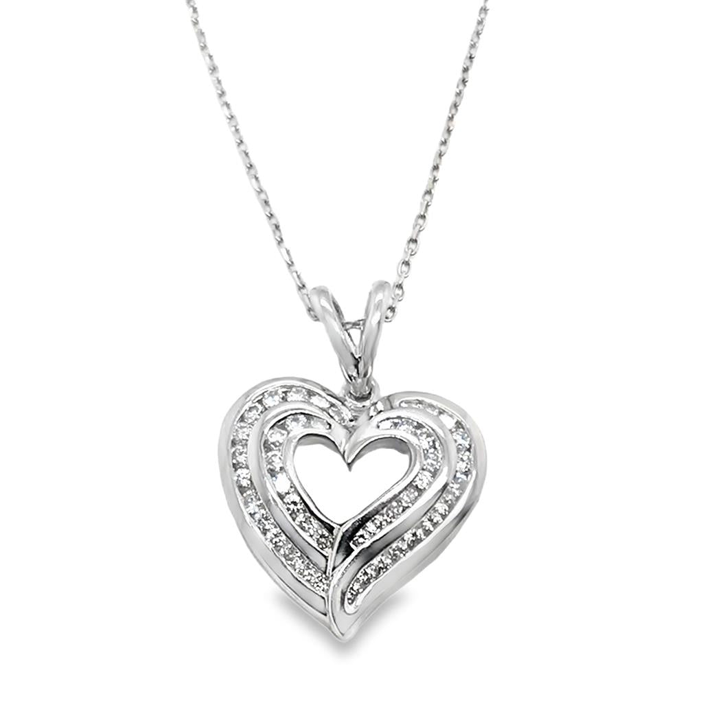 14kt White Gold Diamond Heart Pendant Necklace