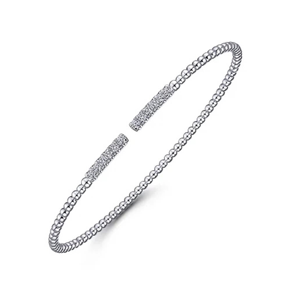 14K White Gold Bujukan Diamond Bars Bangle