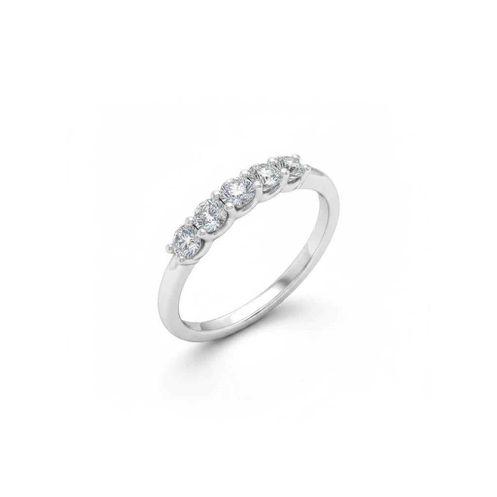 14K White Gold 5 Stone Diamond Wedding Band | 0.40ct