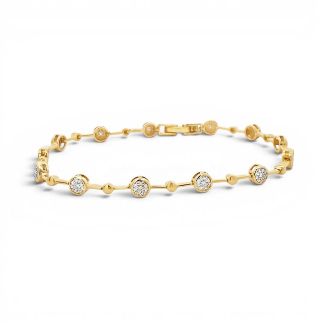 14KT Yellow Gold Diamond Cluster Station Bracelet