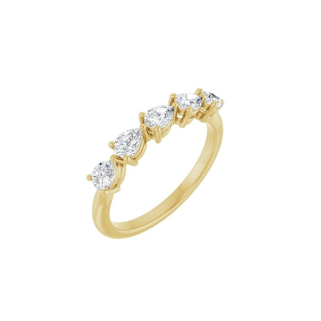 14kt Yellow Gold Pear-Shaped Diamond Wedding Band – 0.75ct Total Diamonds