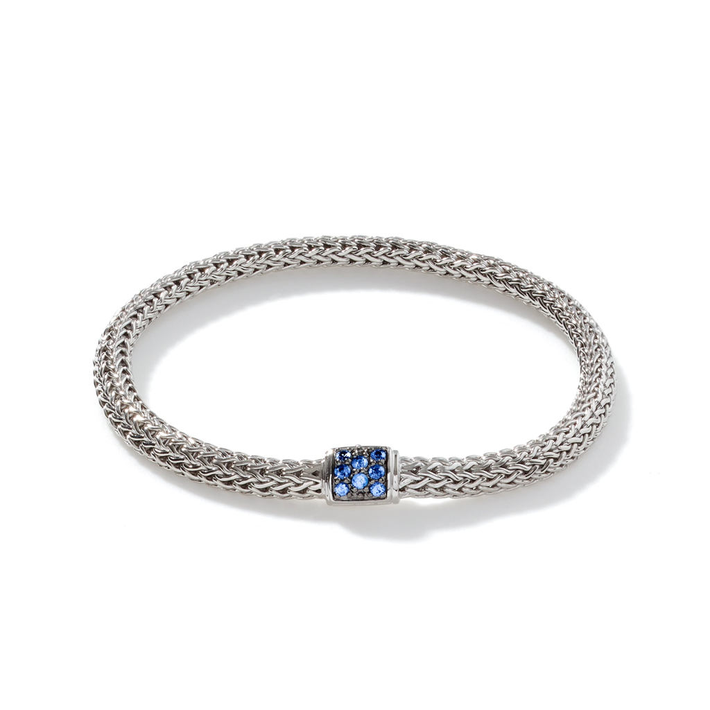 Sterling Silver Lava Extra Small Chain Bracelet with Blue Sapphires BBS96002BSPXUM