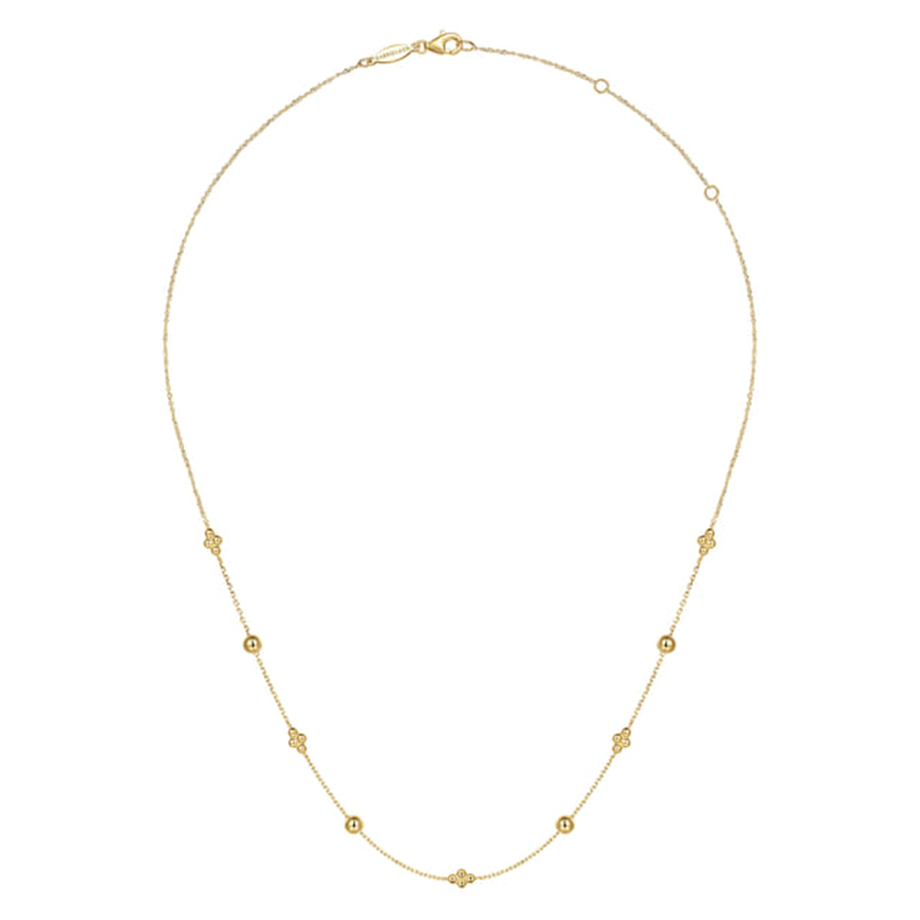 14kt Yellow Gold Beaded Station Bujukan Necklace - 17.5"