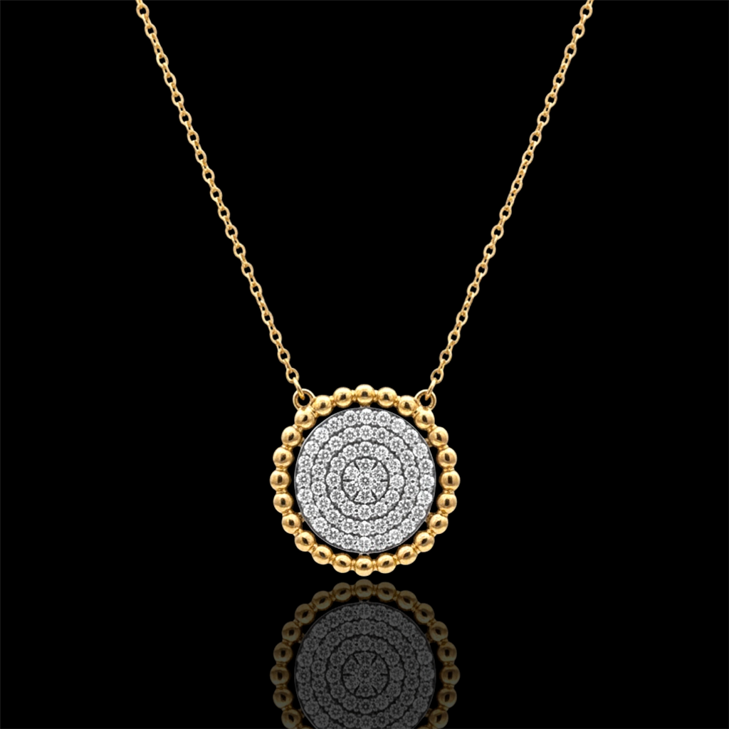Eternity Beaded Diamond Disc Necklace