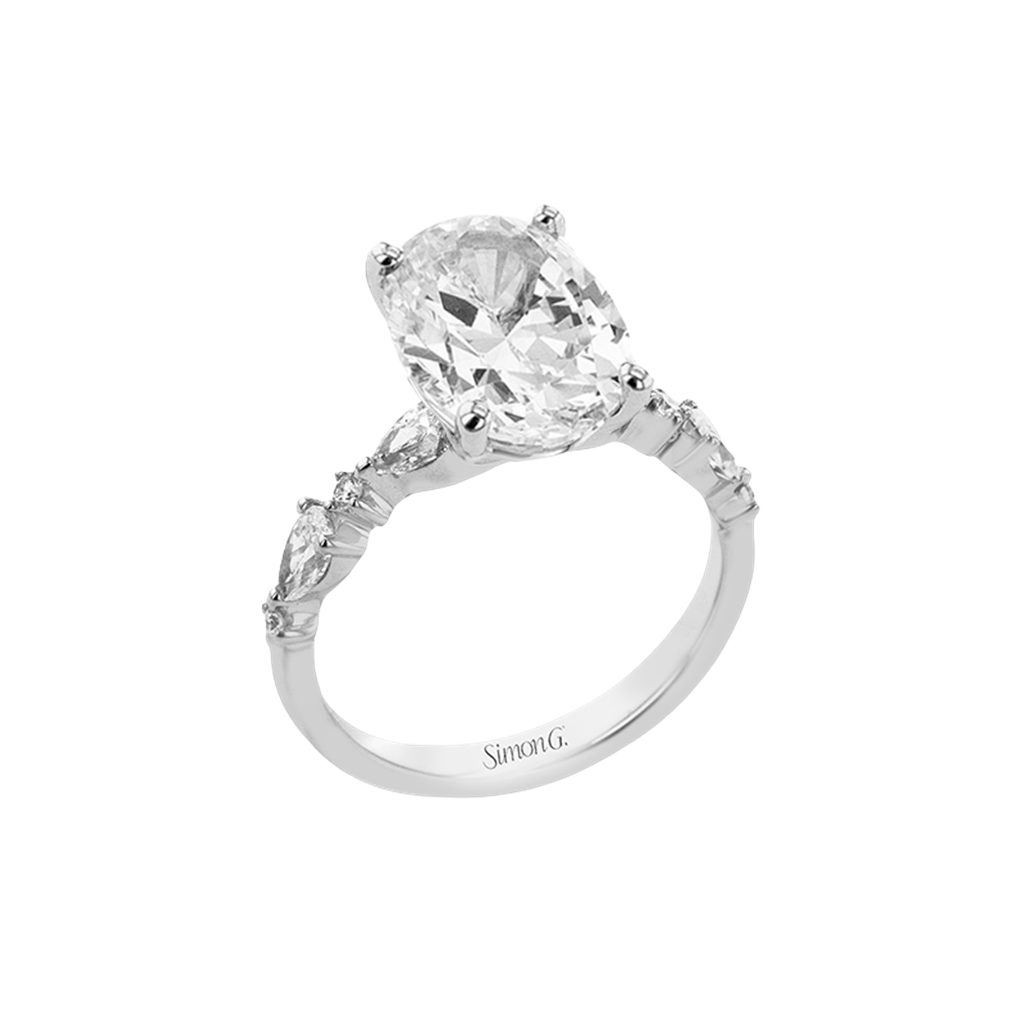 18kt White Gold Alternating Shape Diamond Semi-Mounting
