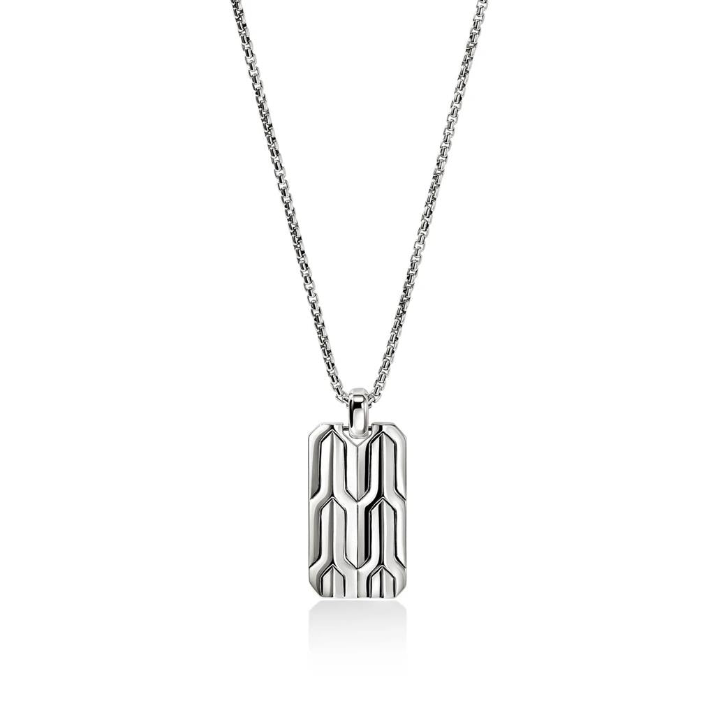 Icon 50 Tag Necklace – 2.7mm Sterling Silver Box Chain, 24