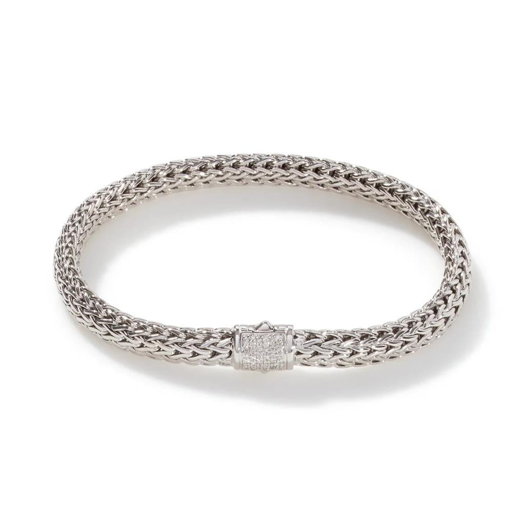 Sterling Silver 6.5mm Classic Chain Diamond Bracelet