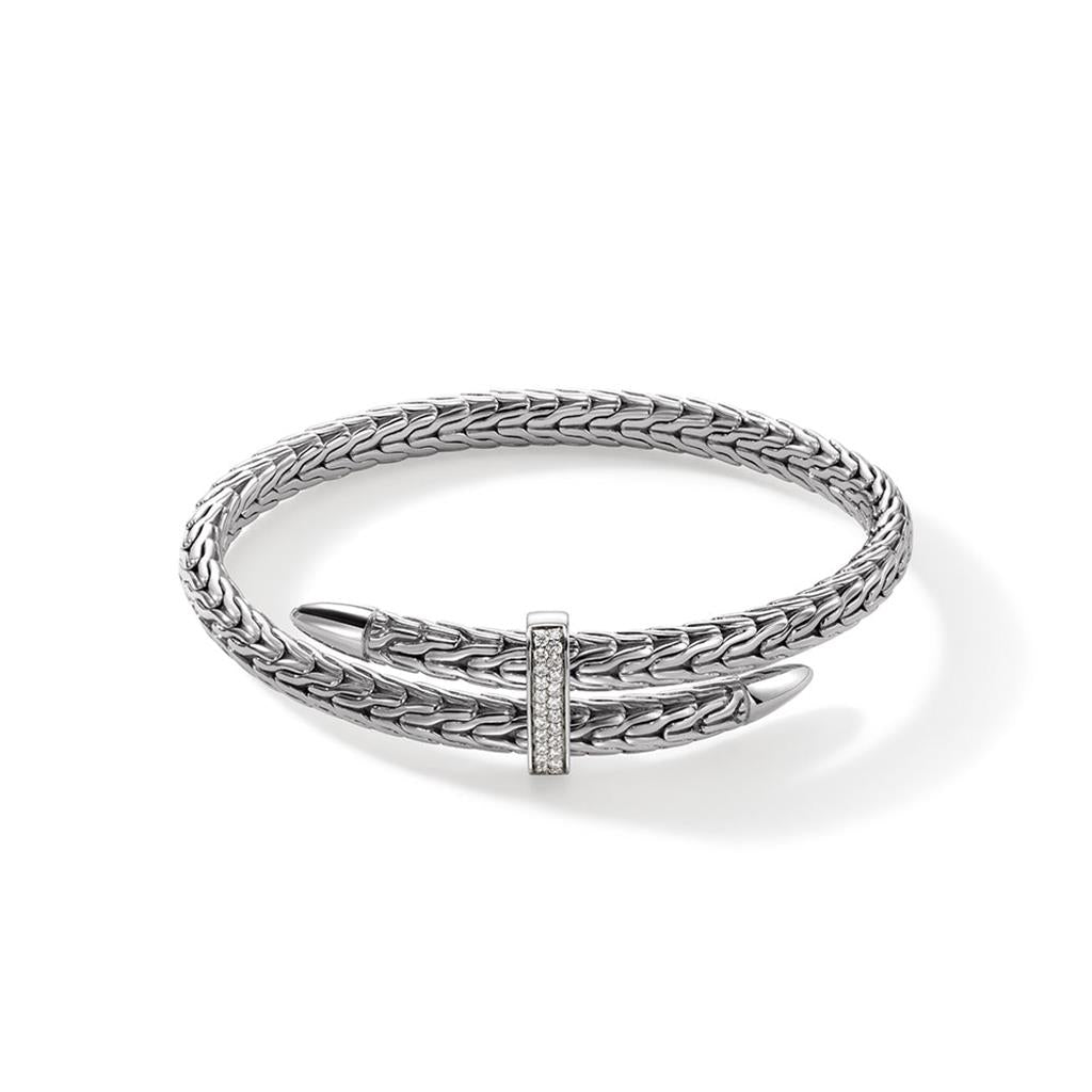 Sterling Silver Diamond Spear Flex Cuff Bracelet
