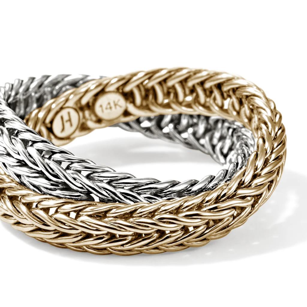 Kami Chain Crossover Ring – 4.5mm Sterling Silver & 14kt Yellow Gold, Size