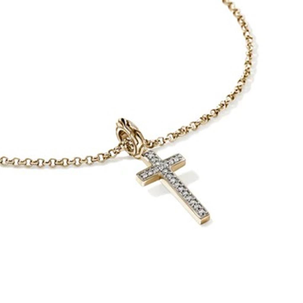 14kt Yellow Gold Essential Cross Diamond Necklace (0.08ct, 16–18")