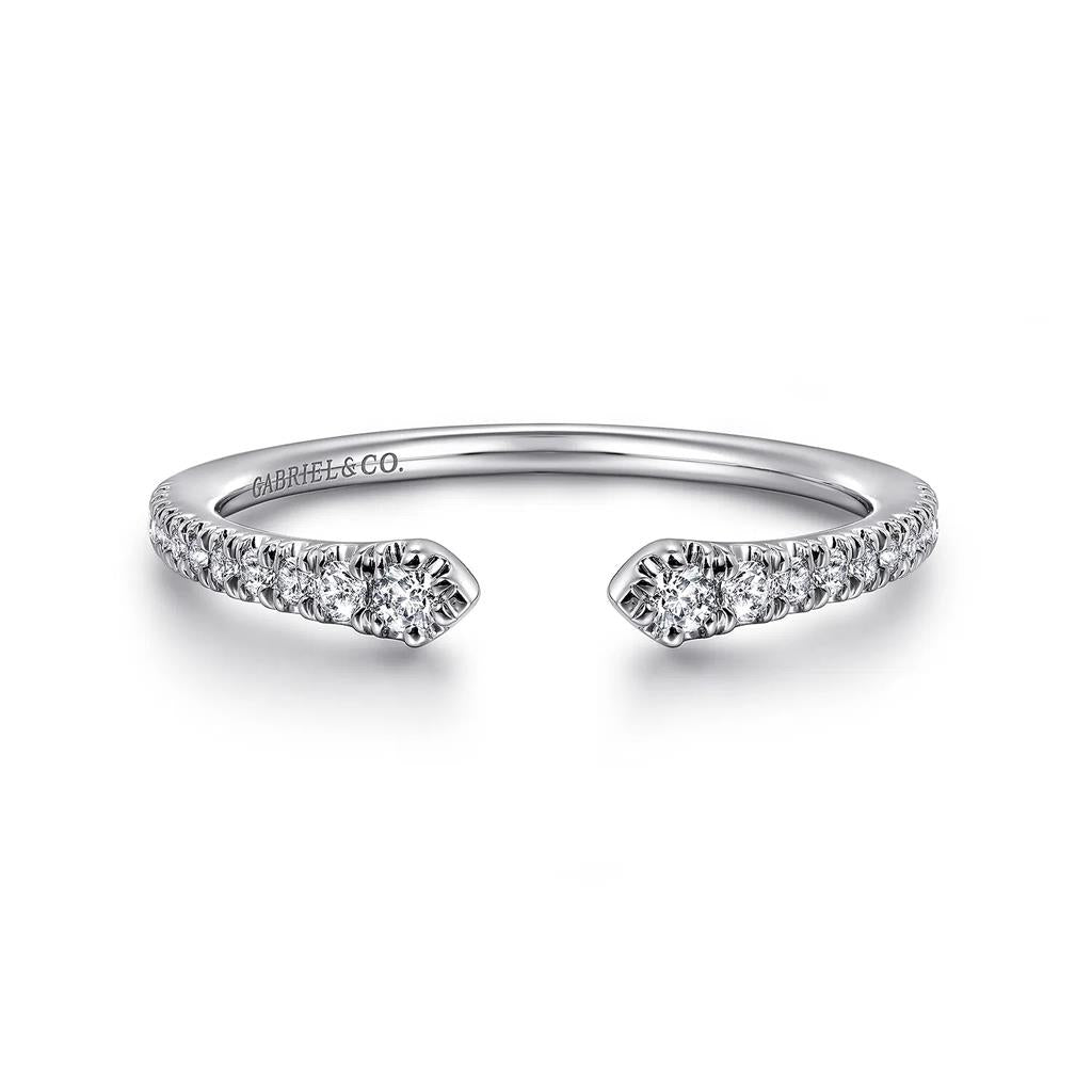 14K White Gold Diamond Open Cuff Ring