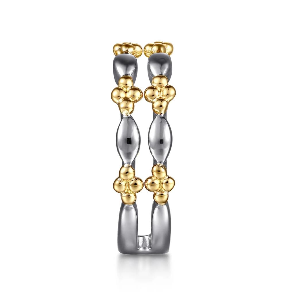 Wide Band Easy-Stack Ring 14K Yellow Gold and 925 Sterling Silver Bujukan