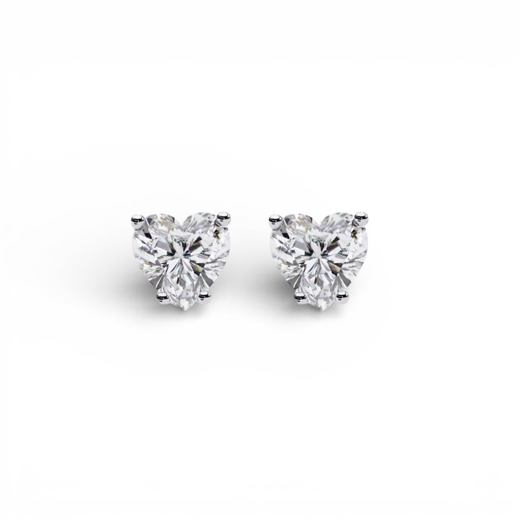 14kt White Gold Heart-Shaped Diamond Stud Earrings – 1.73cts
