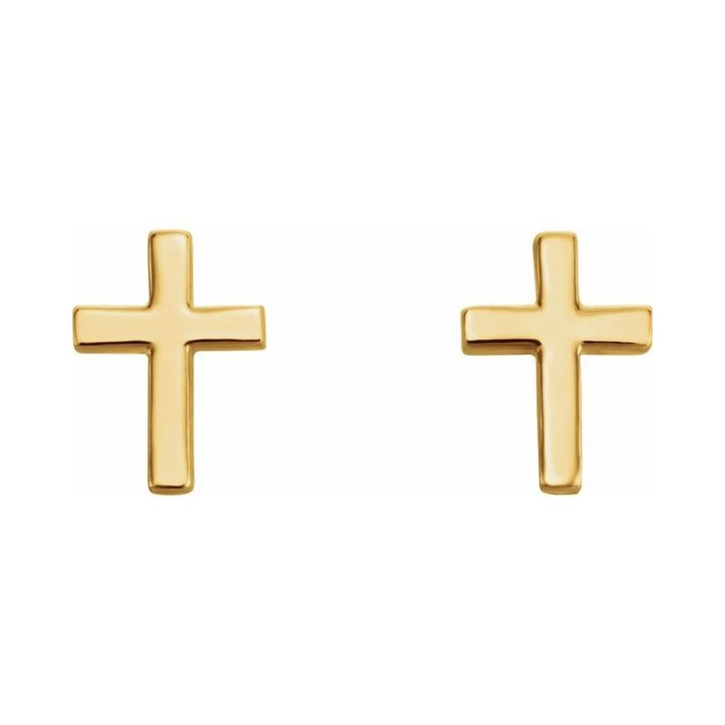 14kt Yellow Gold 6x4mm Cross Stud Earrings