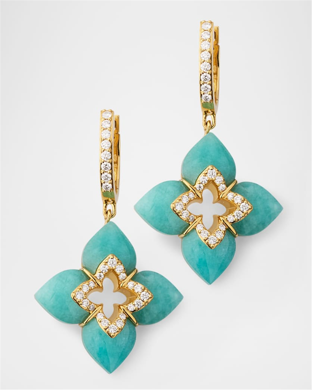 18KT Yellow Gold Diamond & Amazonite Venetian Princess Earrings