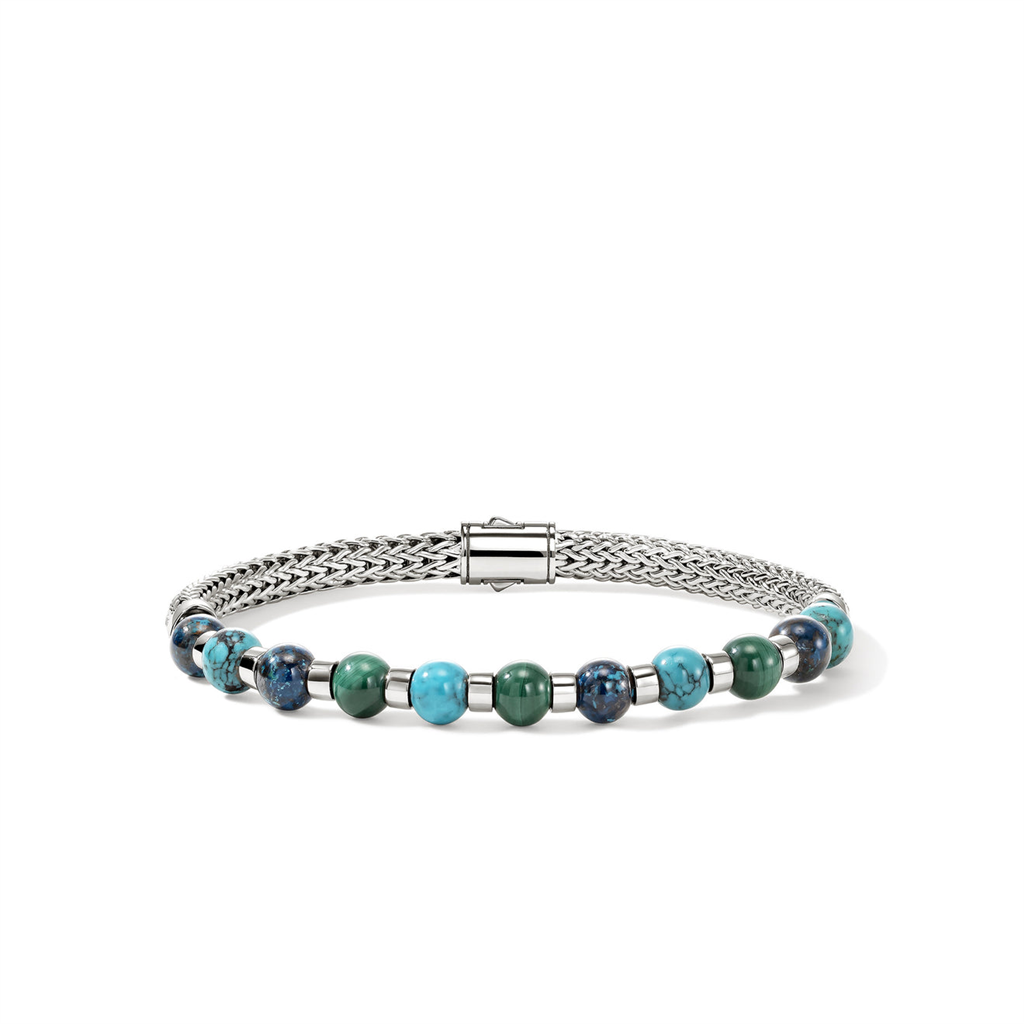 Sterling Silver Turquoise Hardstone Beaded Bracelet BUS989601TQMHCRYXUL
