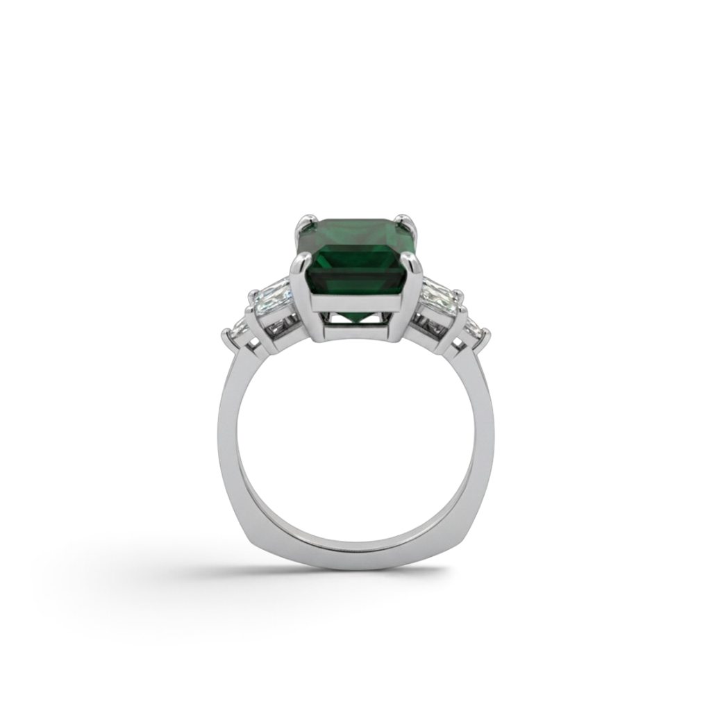 14K White Gold Euro Shank Green Tourmaline & Diamond Ring – 5.48ct
