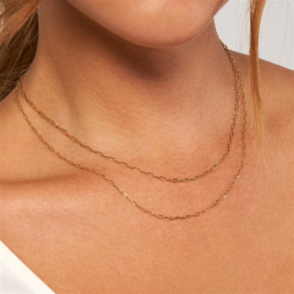 14K Yellow Gold 1.95mm Diamond-Cut Paperclip Chain Necklace