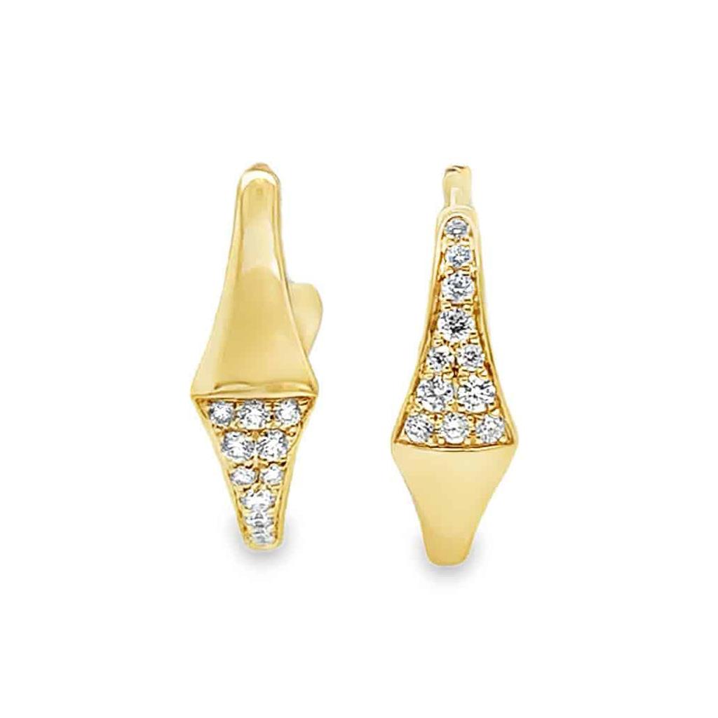 14kt Yellow Gold Diamond Hoop Earrings