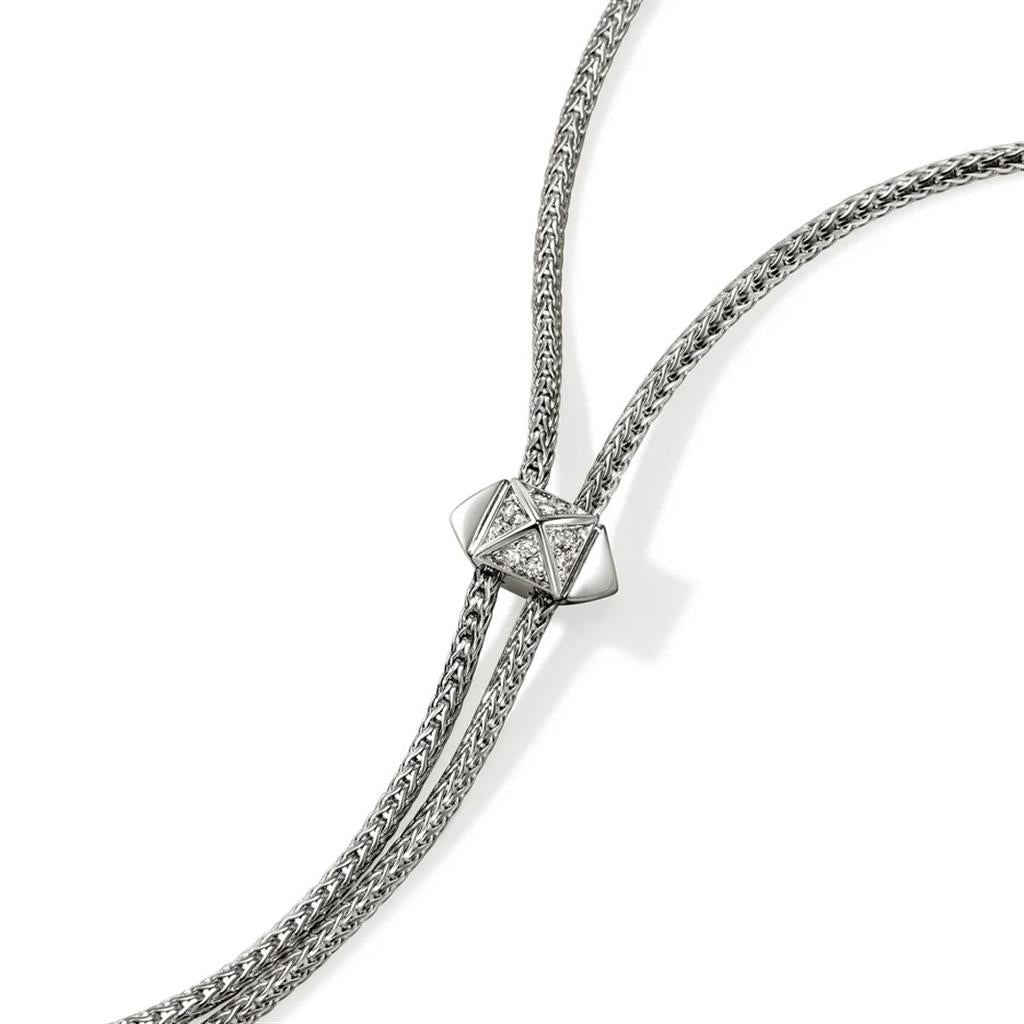 Sterling Silver Diamond Icon Stud Lariat Necklace