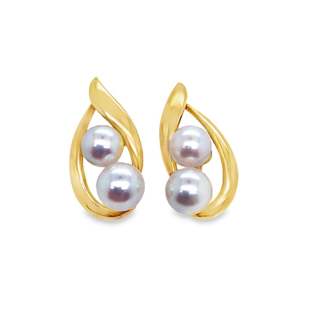 18kt Yellow Gold Pink Pearl Earrings