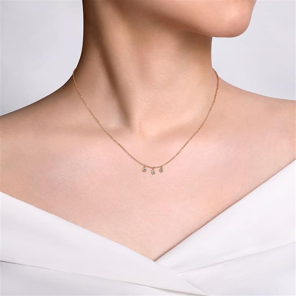 14kt Yellow Gold Diamond Drop Pendant Necklace NK7044Y45JJ