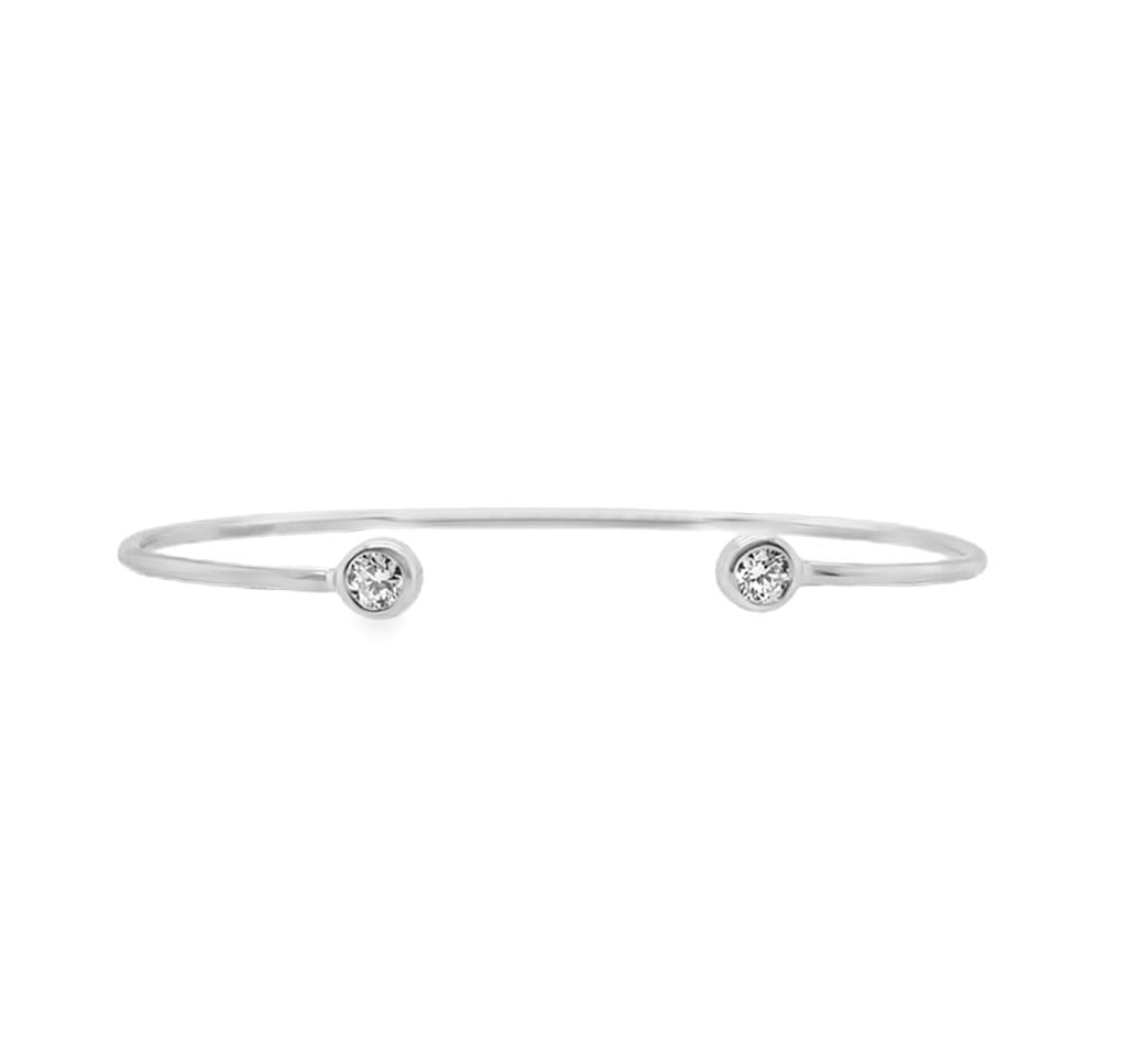 14K White Gold Bezel Diamond Cuff Bracelet | 0.41 CTW
