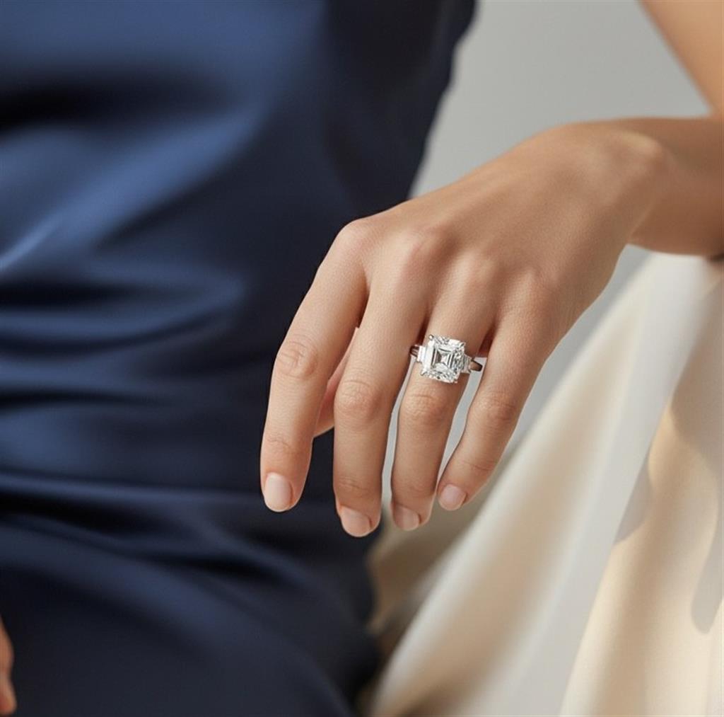 GIA Certified 12.98 Carat Emerald-Cut Diamond And Platinum Ring