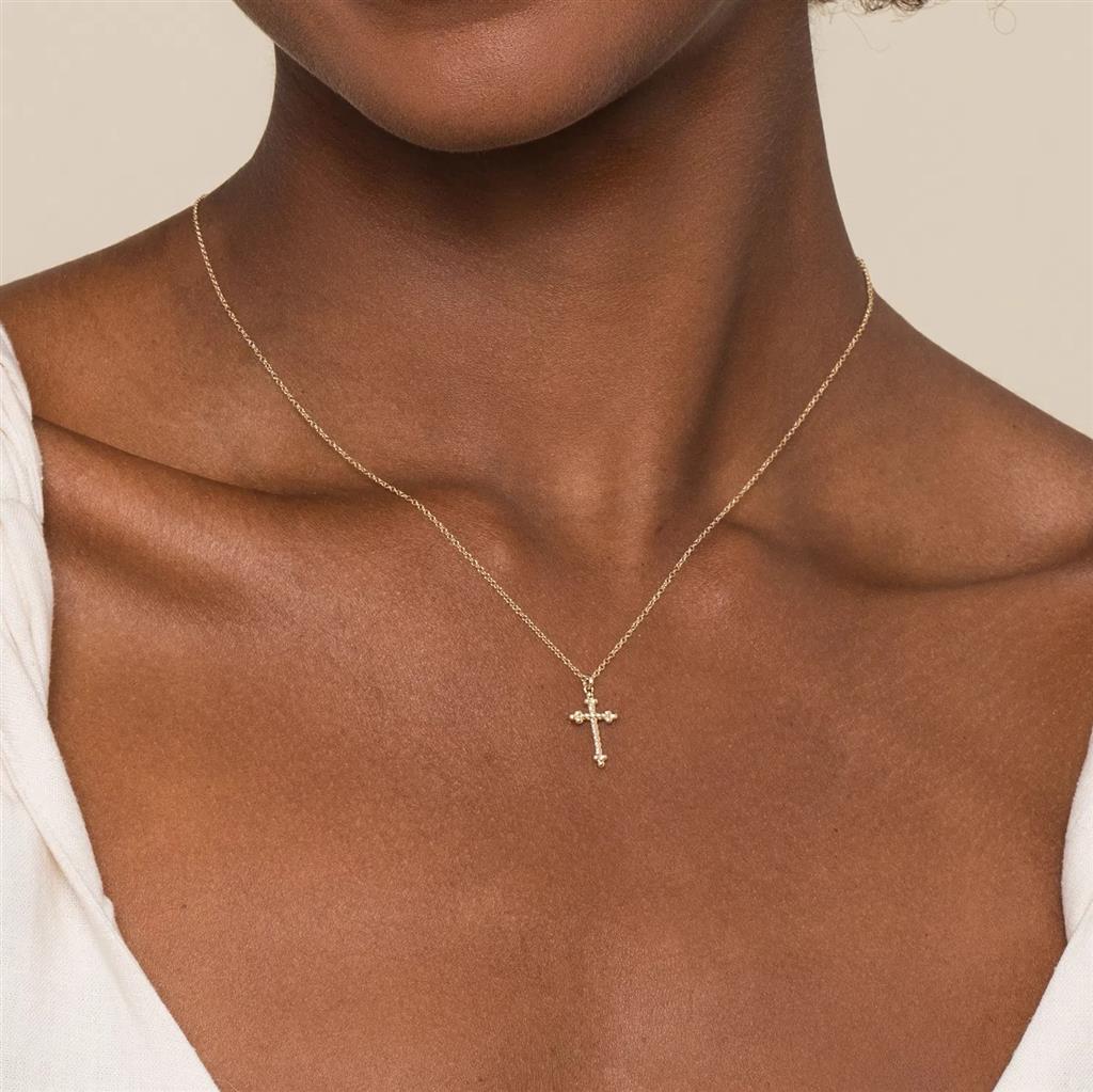 14kt Yellow Gold Twisted Rope Cross Pendant (17.5" Chain)