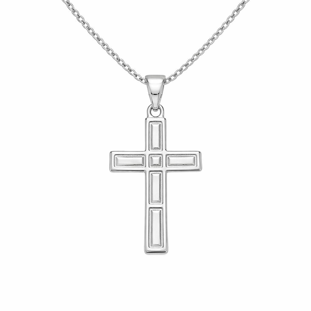 Sterling Silver Geometric Cross Pendant